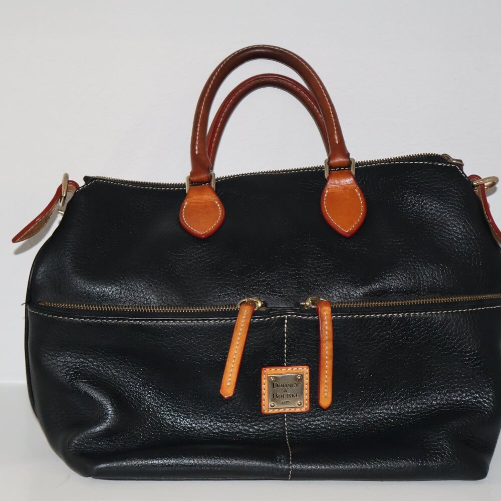 Dooney & Bourke Dillen Black Pebbled Leather Satchel Top Handle Shoulder Bag - Picture 14 of 16